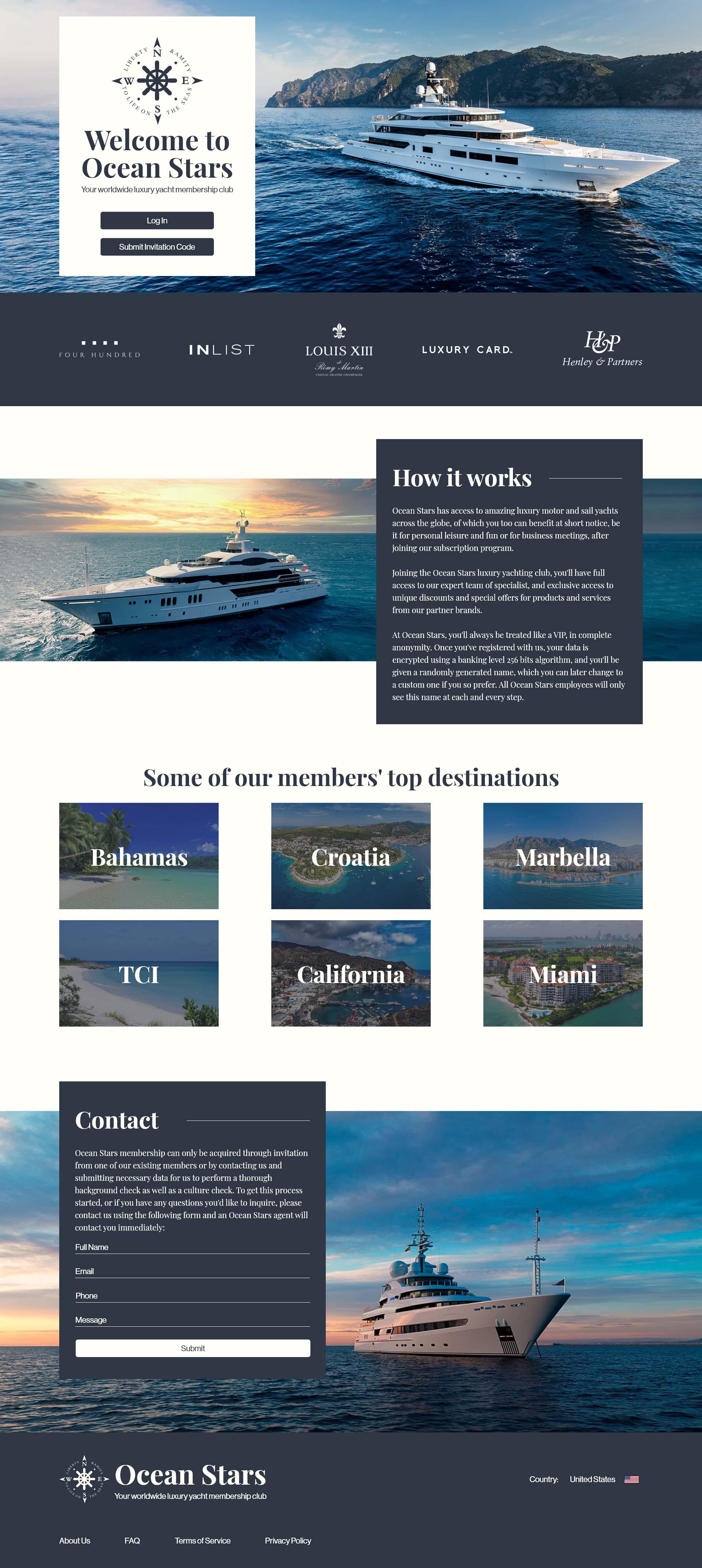 Luxury yacht membership concept